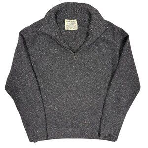 Luca Nobili Knitwear Wool Sweater Made in Italy 1/4 Zip Pullover Gray Medium